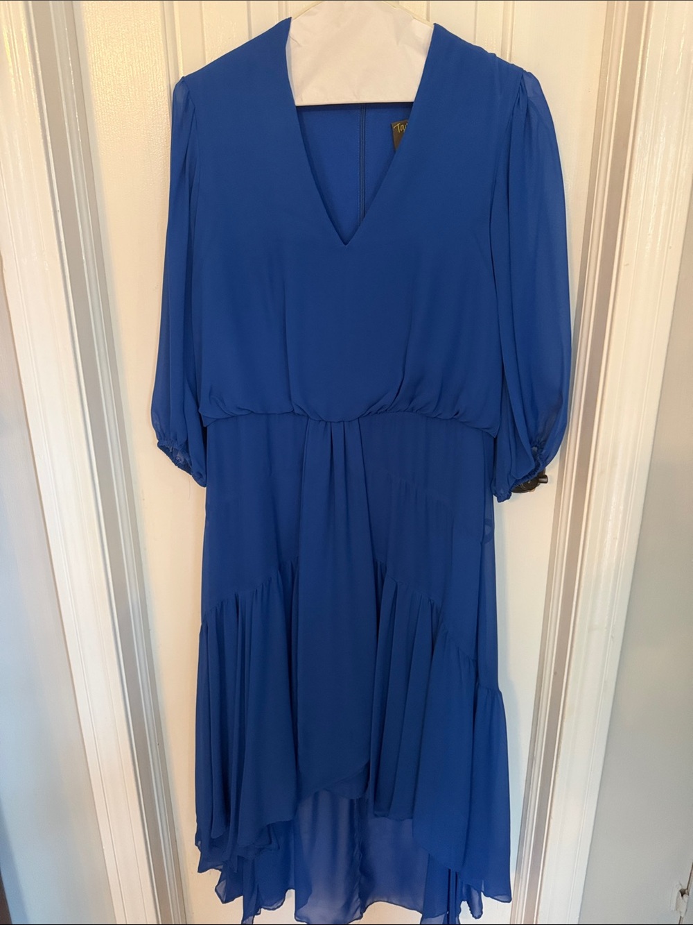 Taylor Royal Blue V-Neck High-Low Dress